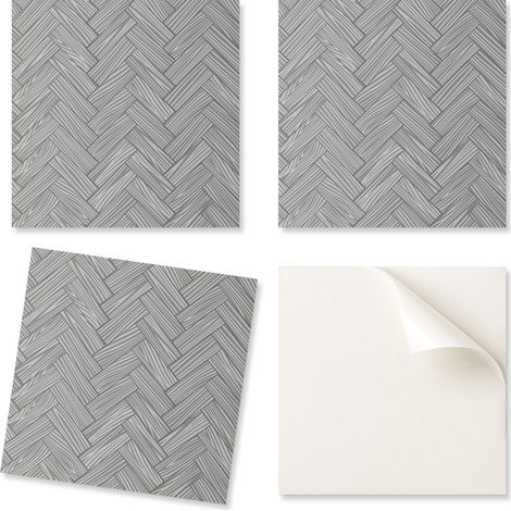 Baldosas de vinilo autoadhesivas con estampado de trenza de madera, 20x20x20 cm