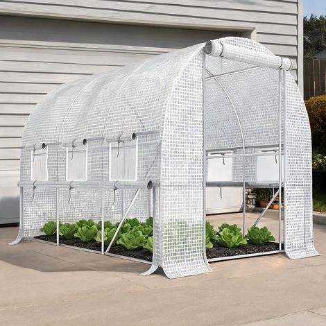 Serre de jardin blanc en PE 295 x 200 x 200 cm (1/5)