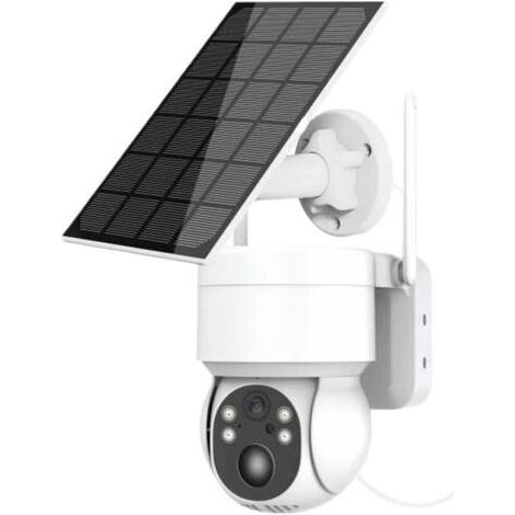 Caméra de sécurité extérieure Caméra Solaire HD sans Fil caméra IP PTZ avec Panneau Solaire et Batterie Rechargeable caméra de sécurité de Surveillance vidéo CCTV 4MP à la Maison, allée, Coul (1/5)