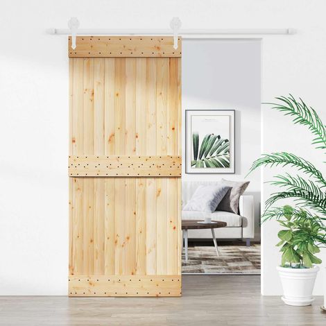 vidaXL Porta scorrevole Naturale e Bianco 90 x 210 cm