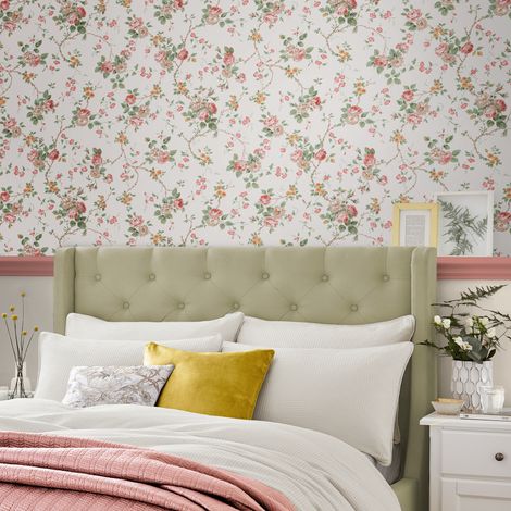 Papier peint intissé Laura Ashley Mountney Garden 1005 x 52cm Rose, vert, jaune ocré