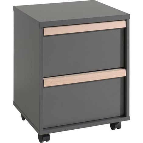 Caisson de Bureau 2 Tiroirs "London" 60cm Gris Anthracite (1/3)