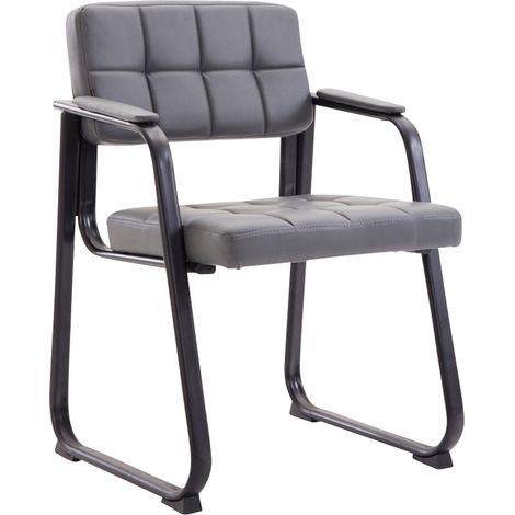 Sedia visitatore poltrona da ufficio senza ruote sintetiche grigie BUR10226