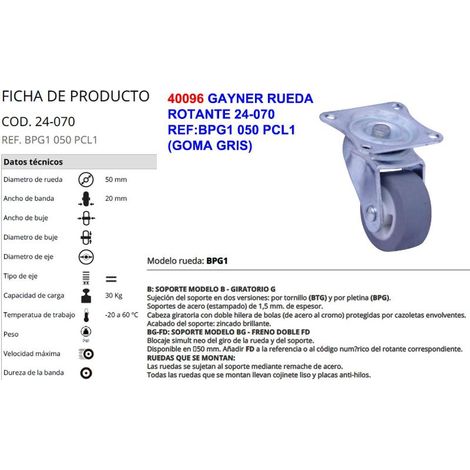 gayner rueda 24-070 ref bpg1 050 pcl1 goma gris s-freno(almeria)