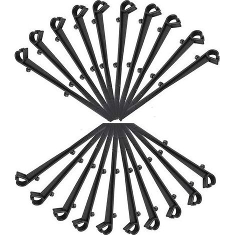 Lot de 20 crochets de fixation pour filet de protection de gouttière en PP, longueur 16 cm, noir (1/5)