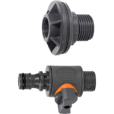 Adaptateur de sortie d ' eau de jardin avec contrôle d ' arrêt, connecteur de tuyau de seau avec contrôle d ' arrêt (1/5)