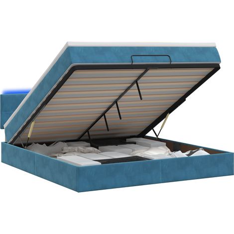 Maison Exclusive - Lit coffre avec matelas et LED Bleu foncé 140 x 190 cm Velours (1/5)