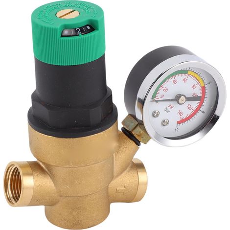 Régulateur de pression d'eau pour VR avec manomètre, filtre et tamis, vanne de réduction de pression d'eau réglable en laiton de 3/4 pouce (1/5)