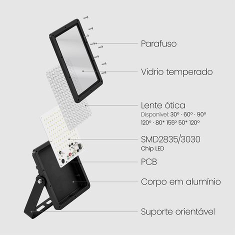 Foco Proyector LED 150W Regulable 0-10V 170 lm/W IP65 ELEGANCE Slim PRO Blanco 3000K Blanco Cálido Asimétrica 30ºx90º (1/5)