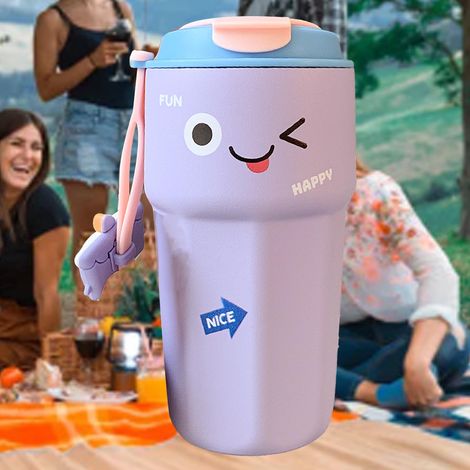 Bouteille d'eau isotherme mignonne pour filles, bouteille d'eau en acier inoxydable de haute qualité, tasse à café portable simple pour couple au bureau, violette. (1/5)
