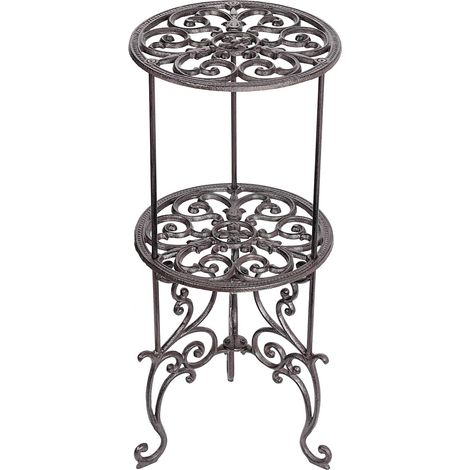 2-Tier Heavy Duty en fonte support de plante en pot - 66cm Pot de fleurs en métal Rack, décoratifs support de pot de fleurs, Intérieur ou extérieur Jardin Pots Prend en charge (1/5)