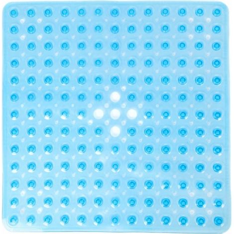 Rutschfeste, quadratische Badematte, transparente PVC-Bade- und Duschmatte, antibakterielle Duschmatte, schimmelhemmende Badematte fürs Badezimmer, 53 cm x 53 cm, blau (1/5)