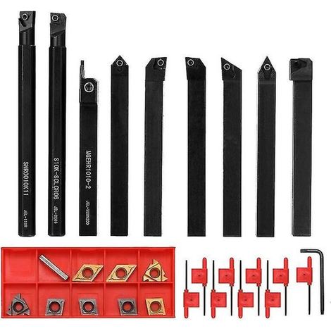 per Ensemble d'outils de tournage 9 pezzi Haute Duretefraise e Metall Tour Porte Outil CNC con Cleat Lame 10mm (1/5)