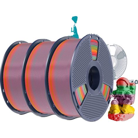 Filamento per stampante 3D, sfumatura multicolore, atossico e biodegradabile, Rainbow PLA 01 (1/2)