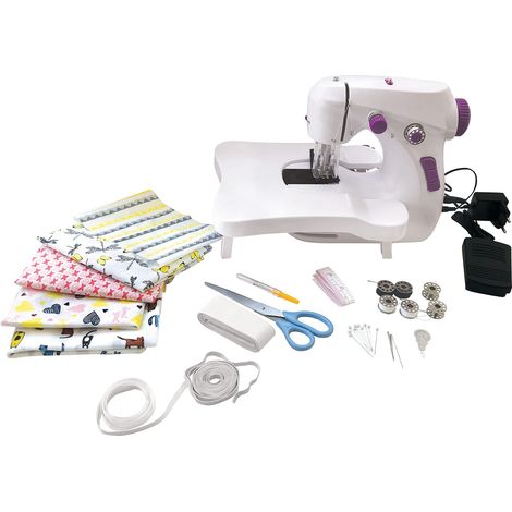 Lexibook, L'officina del Cucito, Macchina per Cucire, 5 tagliandi di Stoffa e Accessori Inclusi, Bianco/Viola, SW200 (1/5)