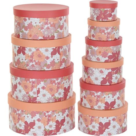 Boîte de rangement fleurie pour déco chic et pratique - Fuchsia floral avec nuances pêche