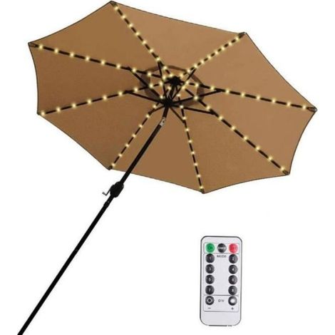 Guirlande lumineuse pour parasol led lampe avec télécommande et 10 attaches de câble décoration jardin (1/4)