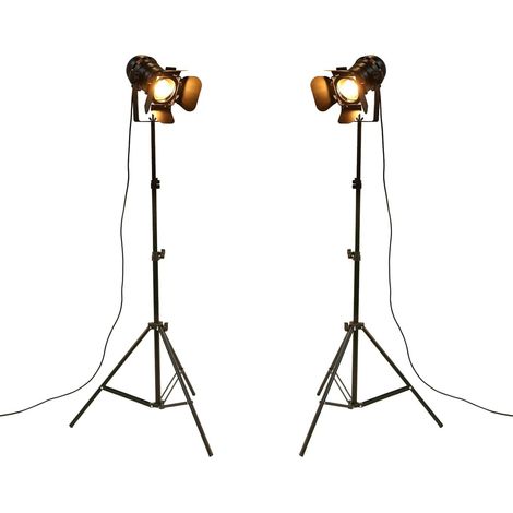 Industrial Black Tripod Floor Lamp, 5M Cable with Switch Floor Lamp Tripod Gooseneck for Office Bar Lighting Bedroom Living Room (Set of 2) (1/5)