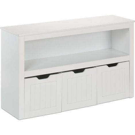 Commode de rangement pratique avec roulettes pour jouets livres peluches enfant 90 x 30 x 90 cm en MDF blanc (1/5)