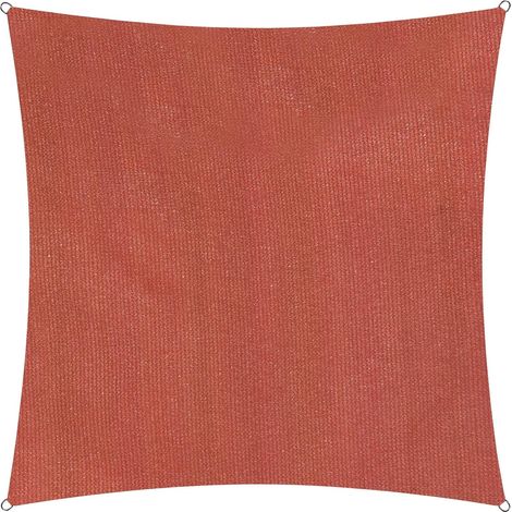 Voile d'ombrage Cordes de Fixation incluses Carré 3.6 x 3.6mètres Protection Solaire  100% HDPE avec Le Filtre UV de Protection [Rouge] (1/5)