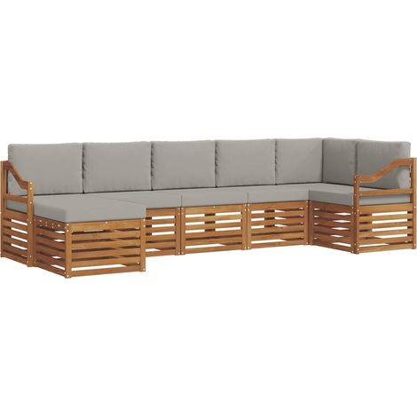 Conjunto de sofás de exterior 7 uds. Gris Natural y Claro vidaXL (1/5)