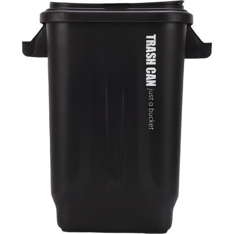 Poubelle de cuisine avec couvercle en PP, poignée de corbeille à déchets pour salle de bain, chambre à coucher, bureau, salon, noir (1/5)
