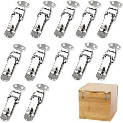 Ferme-porte à bascule en acier inoxydable – Lot de 12 loquets à levier avec ressort, pour boîtes, armoires et trousses médicales (1/5)