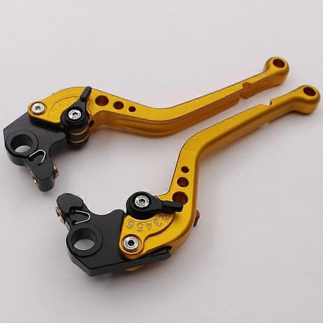 Convient aux motos Ducati 796MONSTER Pièces modifiées Poignée de levier de frein, d'embrayage et de klaxon en alliage d'aluminium (longue poignée dorée) (1/5)