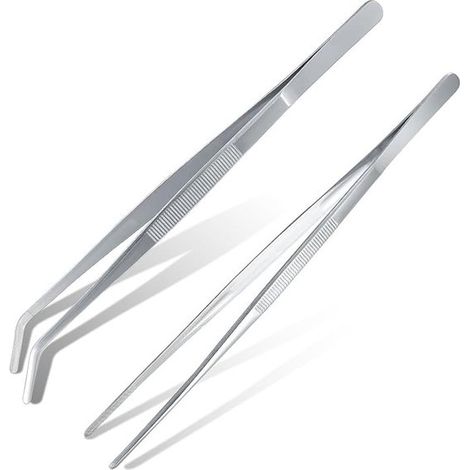 Set di 2 pinze da cucina in acciaio inox con estremità curve e dritte, 30 cm (1/5)