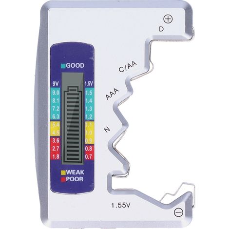 Universeller Batterietester für den Haushalt, Kapazitätsprüfer für DC AA AAA N 9V Knopfzellen, Silber (1/5)