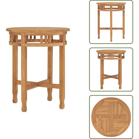 The Living Store Bistrotisch Ø60x60 cm Teak Massivholz - Gartenmöbel Teakholz (1/5)
