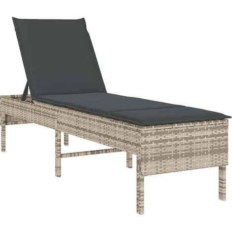 Lettino Prendisole con Cuscino Grigio Chiaro 55x200x44 cm vidaXL (1/5)