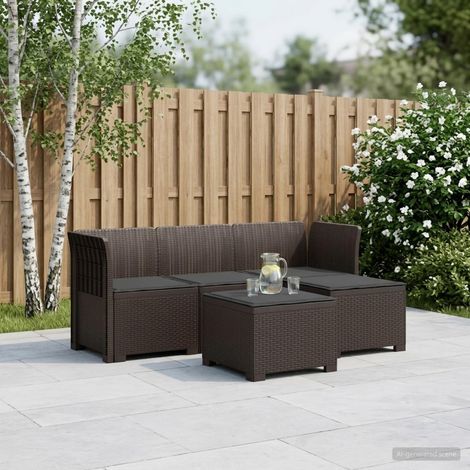 vidaXL Sofá de Jardín para 4 Personas con Cojines y Diseño de Rattan (1/5)