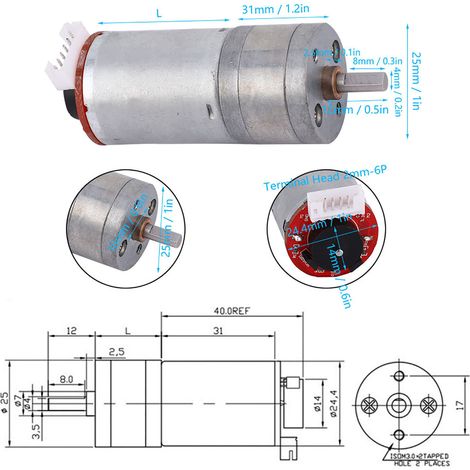 Kit voiture intelligente JGA25-371, moteur à engrenages 24 V (1/5)