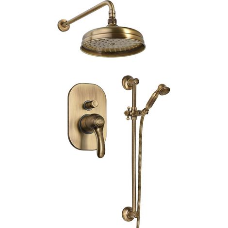 Sapho Kirké - Set de douche avec mitigeur encastré, avec corps d’encastrement, diamètre 20 cm, bronze KI42B-01 (1/2)