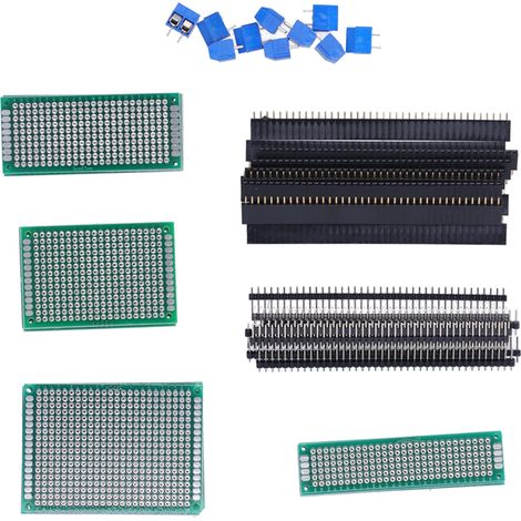 Kit PCB double face, ensemble de cartes de circuit imprimé avec borniers à vis et connecteurs à broches, idéal pour débutants en soudure électronique. (1/5)