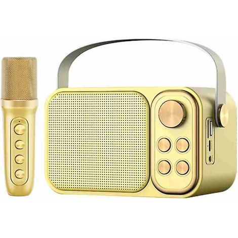 Enceinte caisson de basses karaoké rétro MDUG avec microphone - Bluetooth intégré - 10 W (1/2)