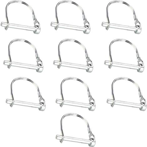 10 Pack de Goupilles de Verrouillage en Fil, Goupilles de Couplage de Sécurité en Forme de D en Acier au Carbone pour Remorque, Goupilles Lynch pour Ferme, Pelouse et Jardin (6 x 70 mm) (1/5)