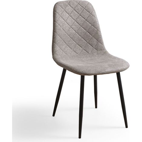 Home Heavenly®- Pack de 4 Sillas de Comedor Suiz - Silla tapizada Diseño nórdico respaldo con costura romboidales y patas metal Color: Taupe pata negra (1/5)