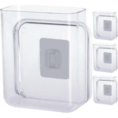Lot de 4 boîtes de rangement murales, bacs de rangement, étui de rangement mural-12X10CM-Transparent