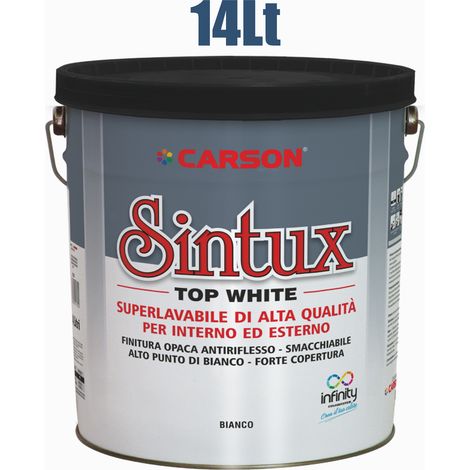 Syntux top white 14l – vernice opaca super lavabile bianco da interni e esterni