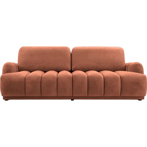 MARIA - Canapé droit convertible lisse 3 places - Terracotta