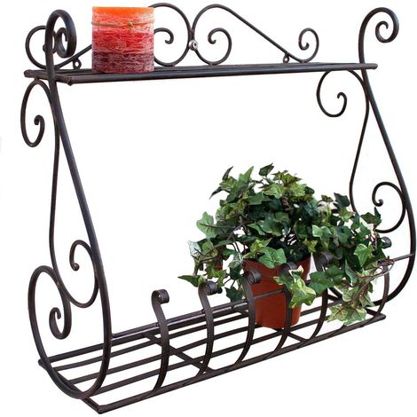 DanDiBo Porte-fleurs mural Métal Noir 50 cm Étagère murale Sebino Porte-fleurs Étagère pour pots muraux (1/5)