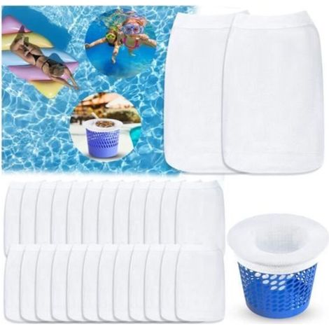 30 pièces de chaussettes filtrantes pour skimmer de piscine, en nylon réutilisable pour panier de skimmer. (1/3)