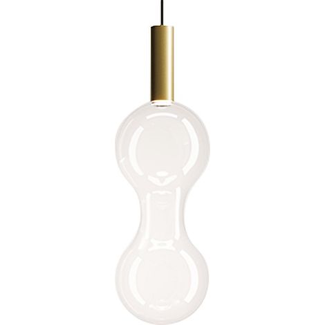 Zafferano Lampada a sospensione Sfer'Otto LED 8W in vetro borosilicato soffiato a bocca con finitura Oro e Trasparente, diametro 18 cm, IP40