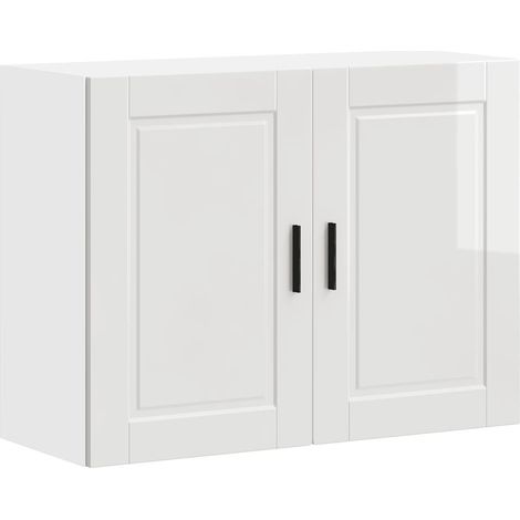 Armoire murale de cuisine  Meuble de cuisine Porto blanc brillant bois ingénierie (1/5)