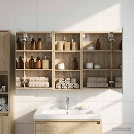 vidaXL Ensemble de Meubles de Salle de Bain 3 pc 110 x 10,5 x 60,5 cm (1/5)