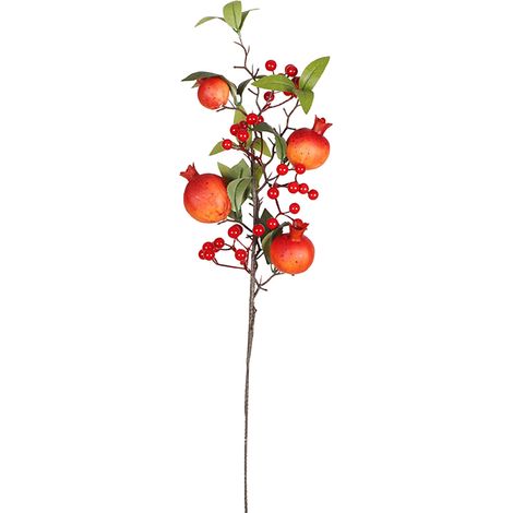 Branche de coupe de grenade artificielle, tige de feuille verte réaliste pour la décoration de la maison, 60cm (1/5)