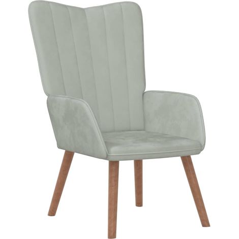 Poltrona lounge dal design moderno divano sedia in velluto grigio chiaro gambe in legno DEC026672