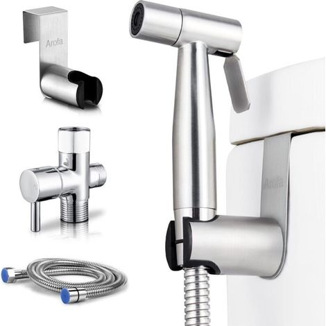 Kit hygiène WC. Robinet 3 voies + -DOUchette ABS + Flexible 1,2m + Support-